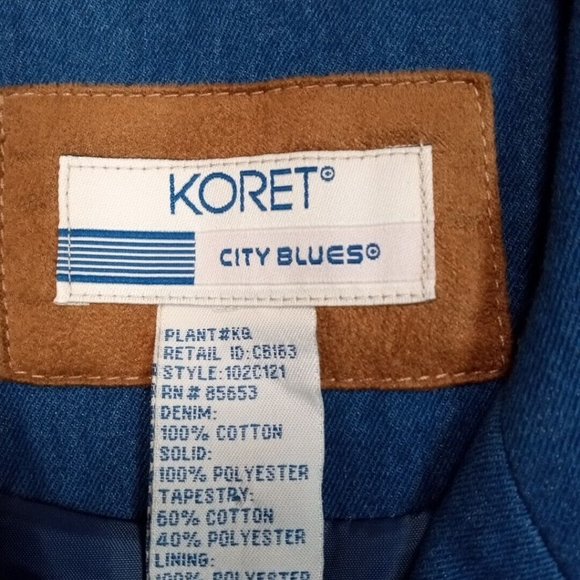 Vintage Koret Womens Jacket Blazer Blue Medium Lined Button Up Career Floral - Picture 11 of 15